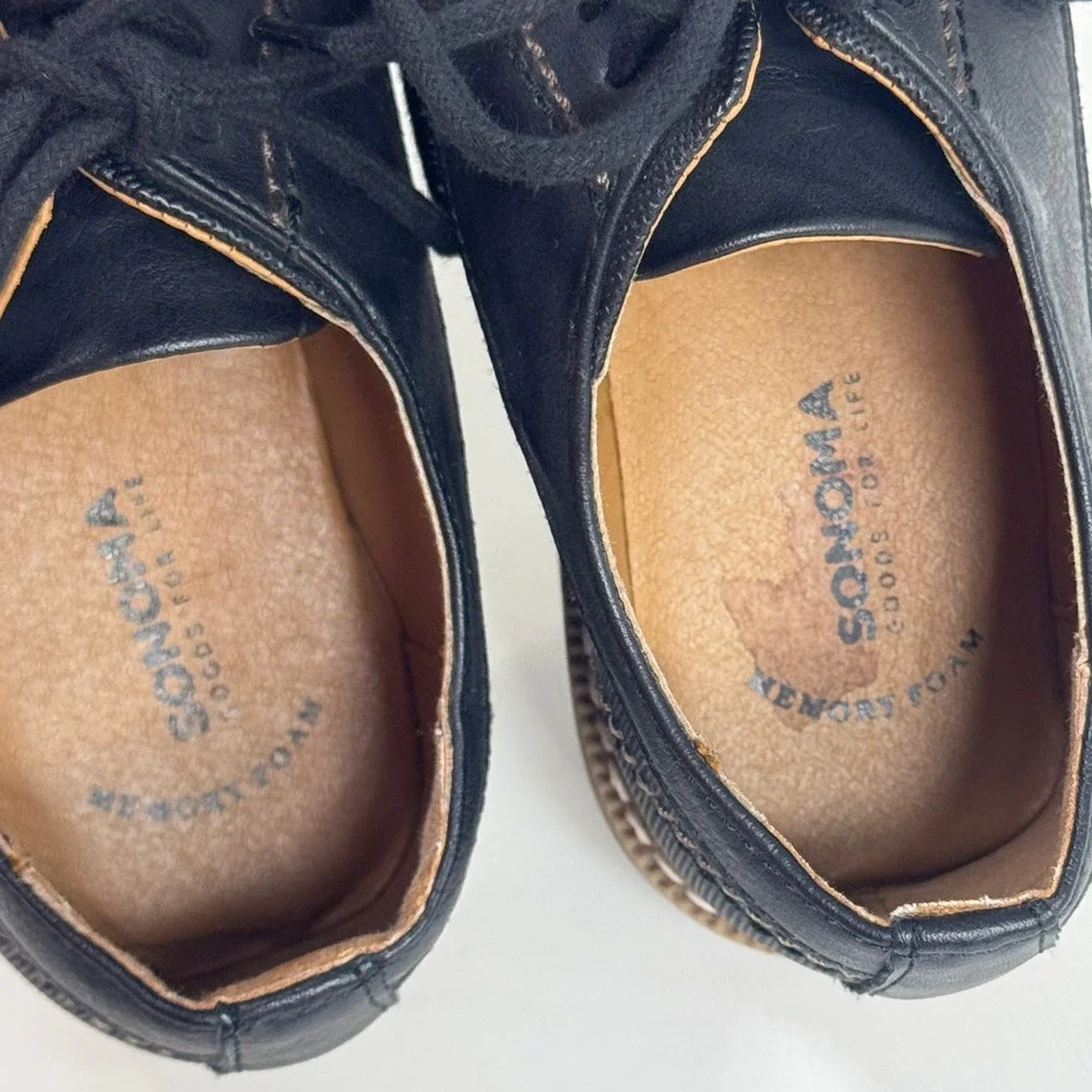 Sonoma Goods For Life Boys Black Dress Shoes Lace Up Oxford Size 1 Memory Foam